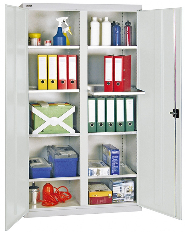 Werkzeug- und Materialschrank Serie 3000, mit Mitteltrennwand, lichtgrau