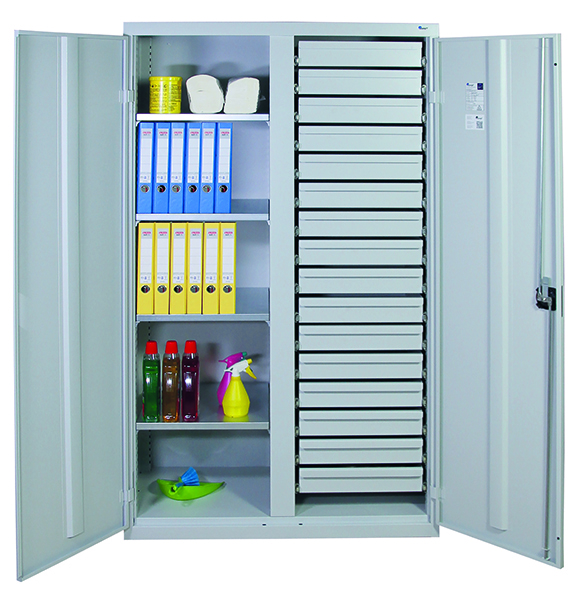 Werkzeugschrank Serie 2000, mit Mitteltrennwand, lichtgrau