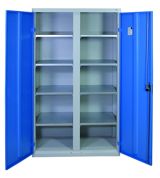 Werkzeug- und Lagerschrank Serie 2000, mit Mitteltrennwand, lichtgrau/lichtblau