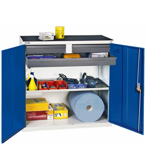 Werkzeug- und Materialschrank Serie 3000, lichtgrau/blau