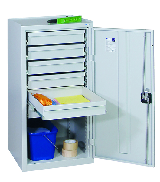 Werkzeugschrank, Höhe 100 cm, lichtgrau