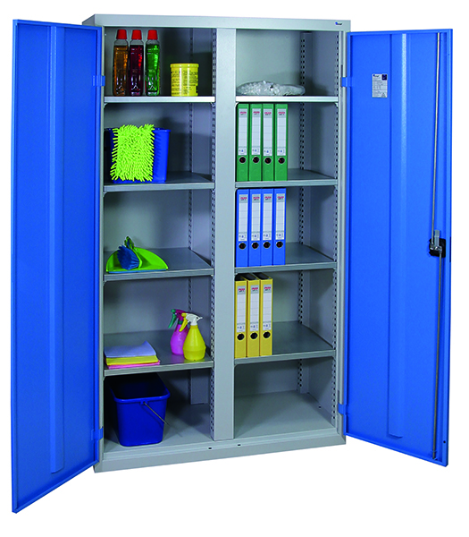 Werkzeug- und Lagerschrank Serie 2000, mit Mitteltrennwand, lichtgrau/lichtblau