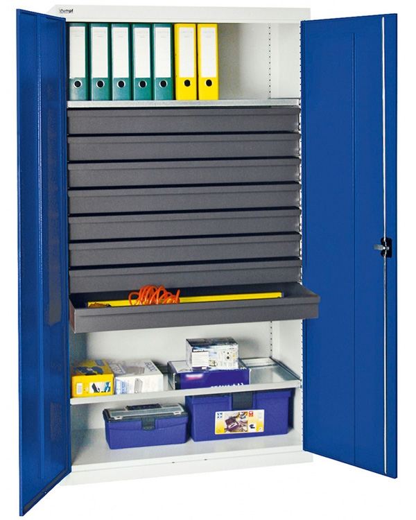 Werkzeug- und Materialschrank Serie 3000, lichtgrau/blau