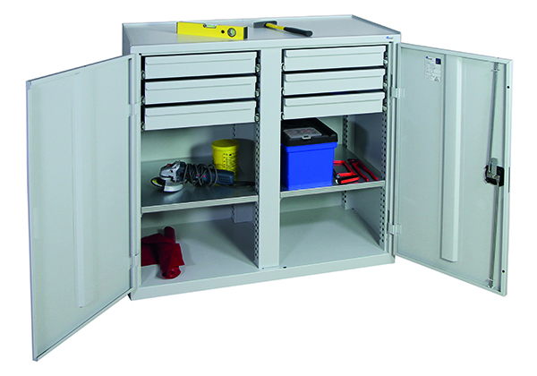 Werkzeugschrank Serie 2000, mit Mitteltrennwand, lichtgrau
