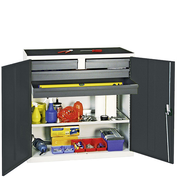 Werkzeug- und Materialschrank Serie 3000, lichtgrau/anthrazitgrau