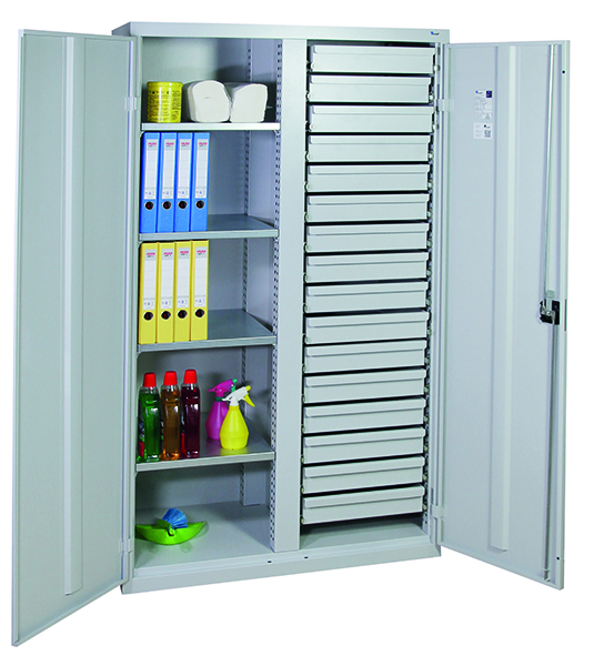 Werkzeugschrank Serie 2000, mit Mitteltrennwand, lichtgrau