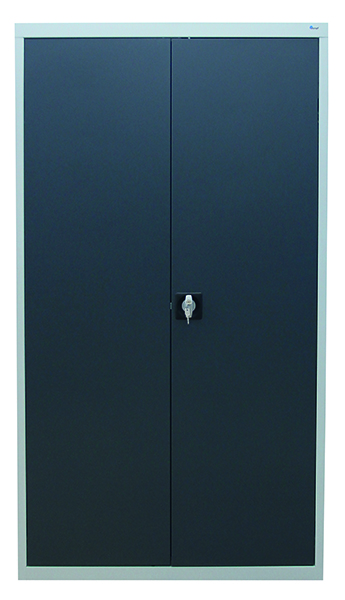 Werkzeugschrank mit 2 Abteilen, Höhe 180 cm, 4 Fachböden, 14 Schubladen, lichtgrau / anthrazitgrau