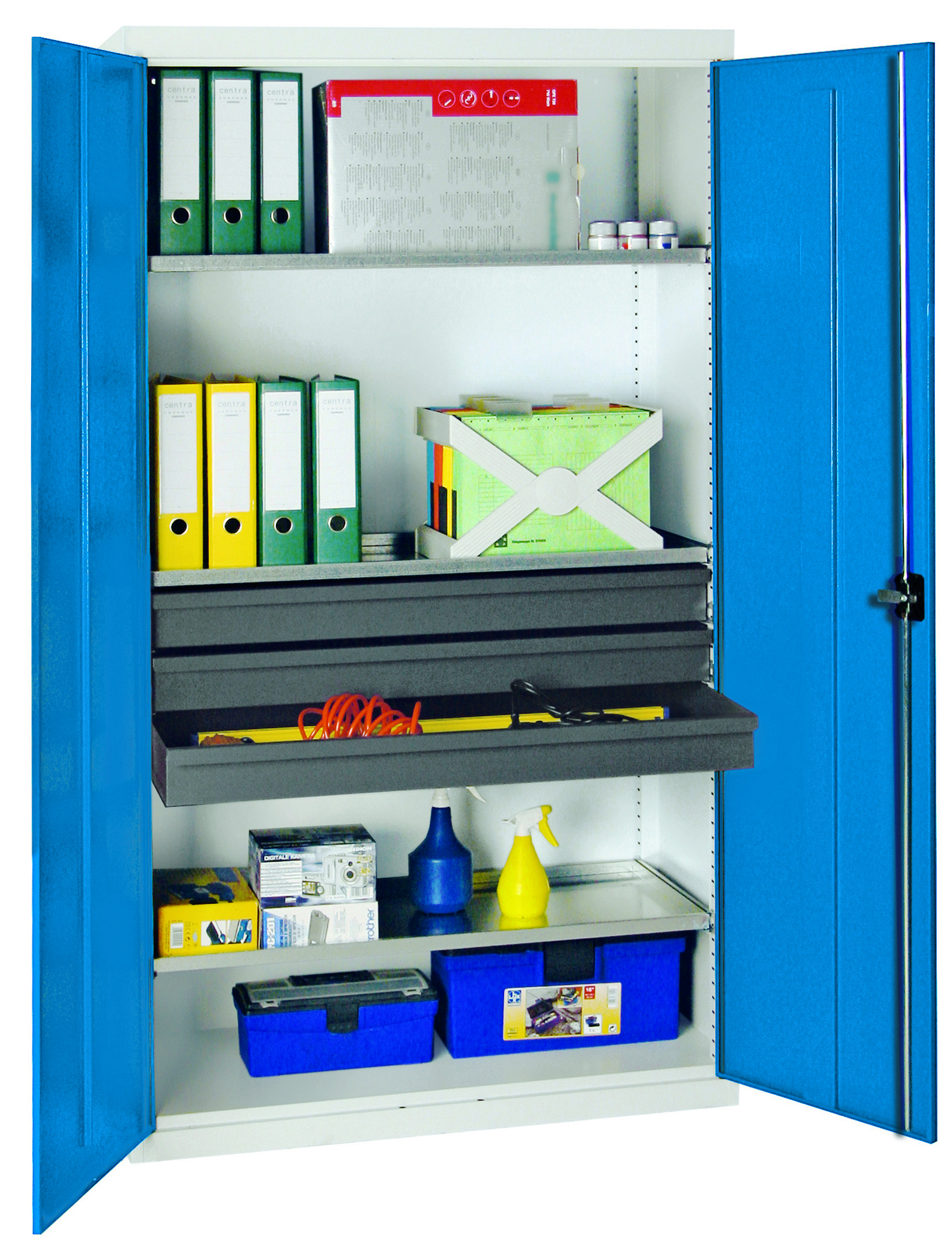 Werkzeug- und Materialschrank Serie 3000, lichtgrau/lichtblau
