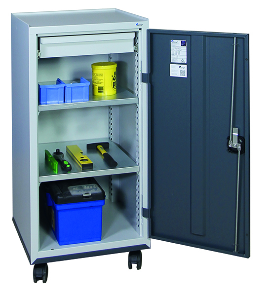 Werkzeugschrank fahrbar, Höhe 110 cm, lichtgrau / anthrazitgrau