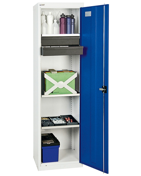 Werkzeug- und Materialschrank, Säule, Serie 3000, Säule lichtgrau/blau