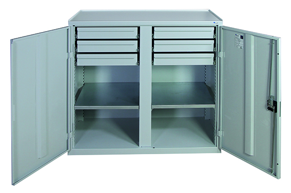Werkzeugschrank Serie 2000, mit Mitteltrennwand, lichtgrau