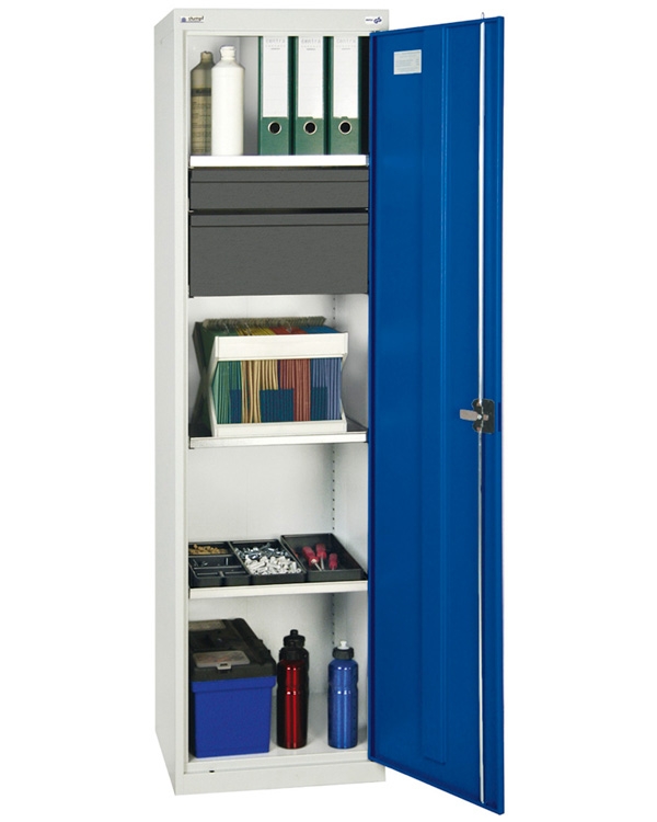 Werkzeug- und Materialschrank, Säule, Serie 3000, Säule lichtgrau/blau