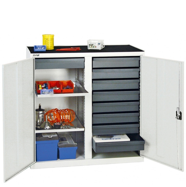 Werkzeug- und Materialschrank Serie 3000, mit Mitteltrennwand, lichtgrau