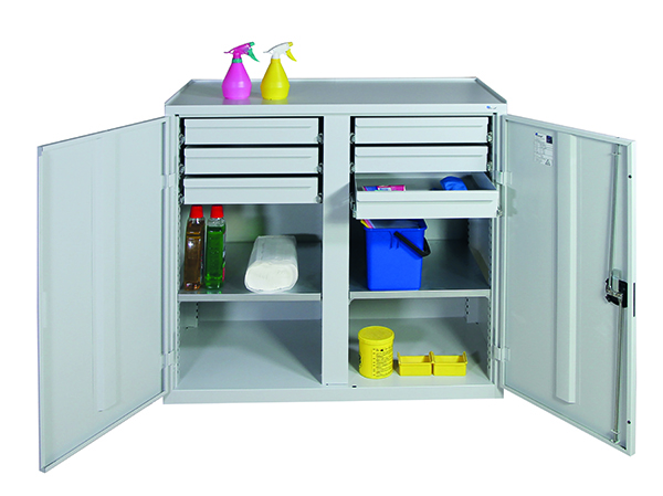 Werkzeugschrank Serie 2000, mit Mitteltrennwand, lichtgrau