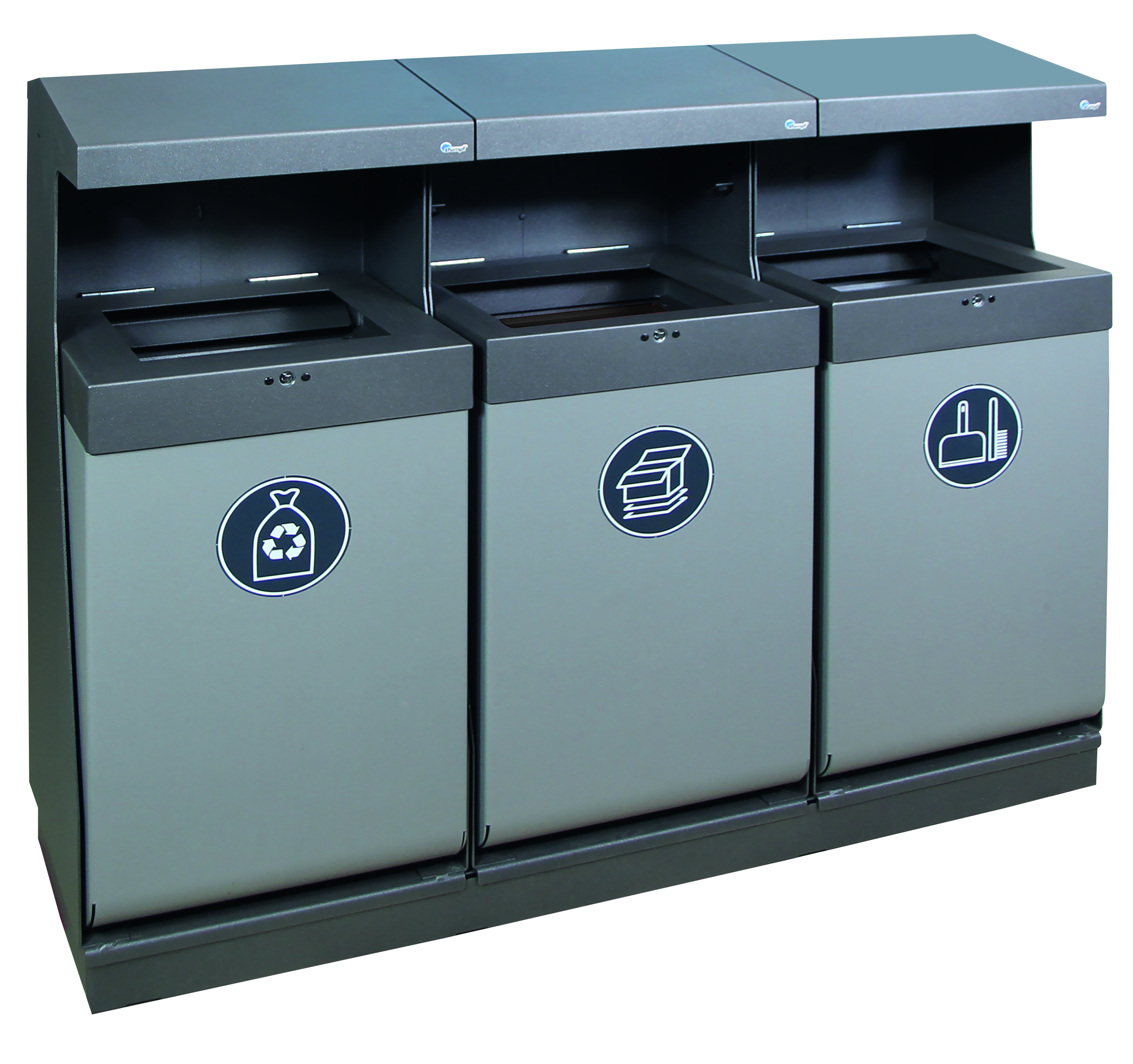 WasteVision »Ground-Cycle« - Recycling-Station mit drei Sammelbehältern