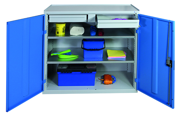 Werkzeug- und Beistellschrank Serie 2000, lichtgrau/lichtblau