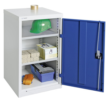 Flügeltürschrank MovaFlex-1, lichtgrau/blau
