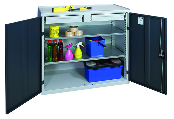 Werkzeug- und Beistellschrank Serie 2000, lichtgrau/anthrazit