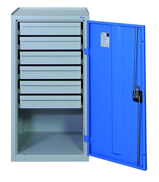 Werkzeugschrank, Höhe 100 cm, lichtgrau / lichtblau