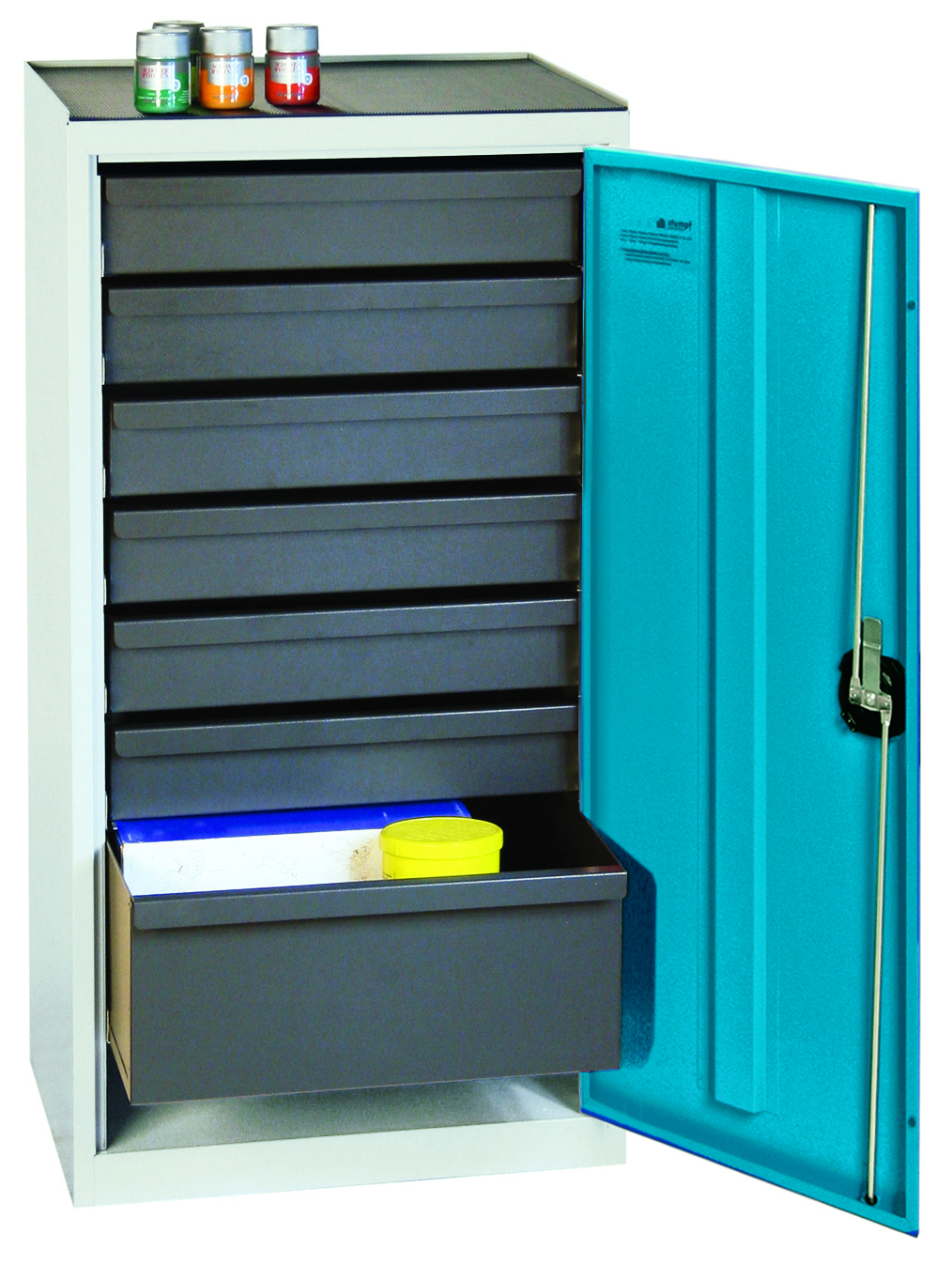 Werkzeug- und Materialschrank Serie 3000, lichtgrau/lichtblau
