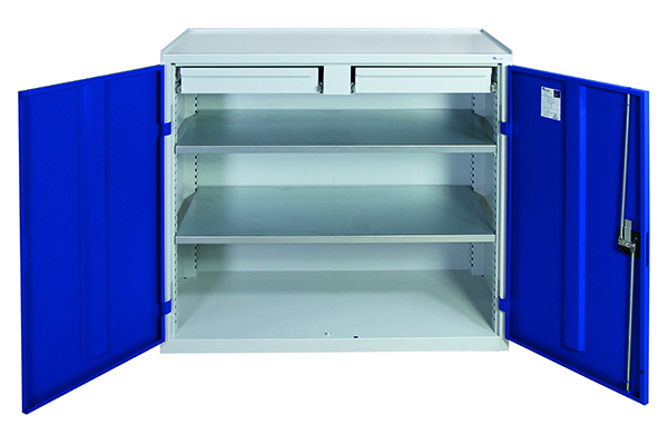 Werkzeug- und Beistellschrank Serie 2000, lichtgrau/blau