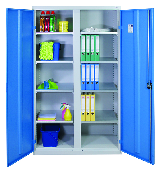 Werkzeug- und Lagerschrank Serie 2000, mit Mitteltrennwand, lichtgrau/lichtblau