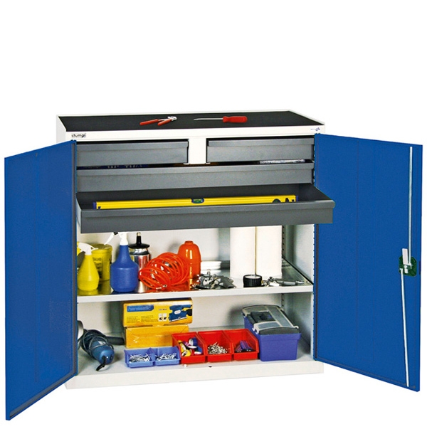 Werkzeug- und Materialschrank Serie 3000, lichtgrau/blau