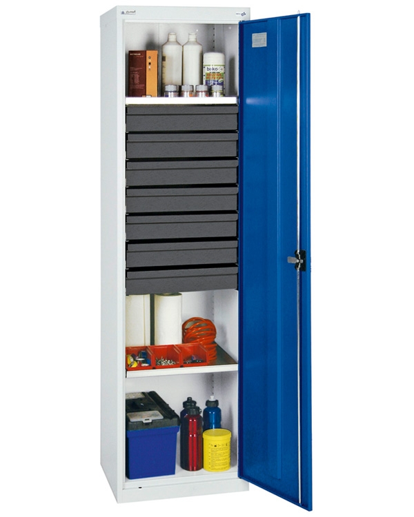 Werkzeug- und Materialschrank, Säule, Serie 3000, Säule lichtgrau/blau