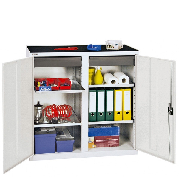 Werkzeug- und Materialschrank Serie 3000, mit Mitteltrennwand, lichtgrau