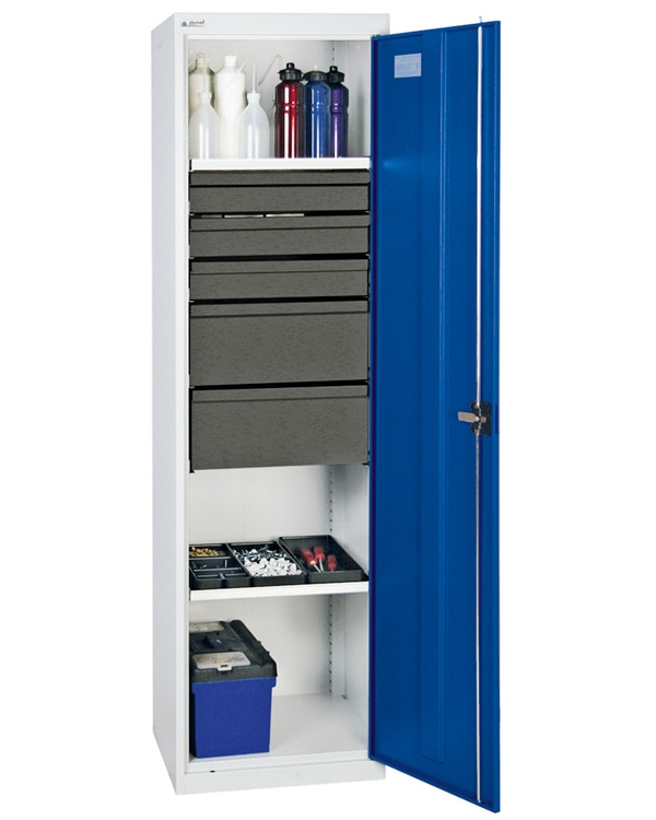 Werkzeug- und Materialschrank, Säule, Serie 3000, Säule lichtgrau/blau